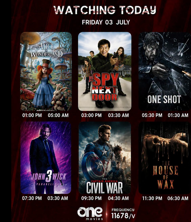 جدول أفلام الجمعة على قناة one movues جدول أفلام الجمعة على قناة one movues
